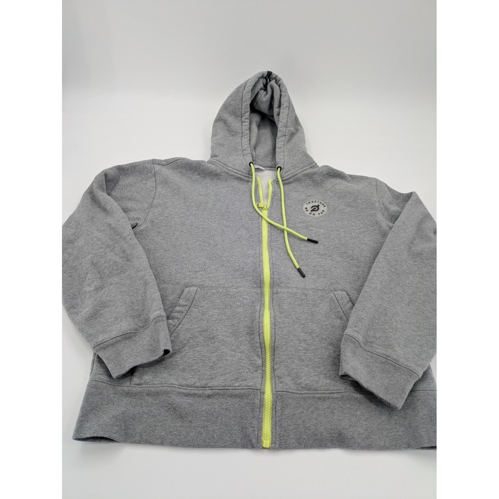 Peloton Heavyweight Full Zip Hoodie Gray Neon Accent Logo Sweatshirt Mens Size M